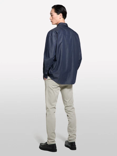 %100 Pamuk Klasik Yaka Relax Fit Gömlek Erkek Buz mavisi Gömlek - 325P5UTXSQ04H ürün görseli 1