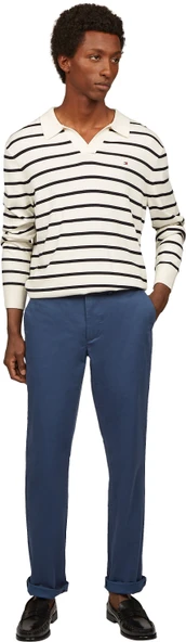 Tommy Hilfiger   DENTON CHINO SATIN Erkek Mavi Pantolon - MW0MW37873 - Resim 9