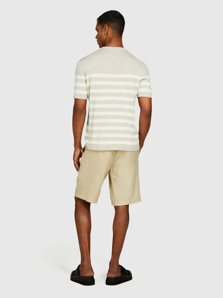 Sisley   %100 Keten Slim Fit Bermuda Şort Erkek Bej Şort - 325P4AGHS9010 - Resim 2