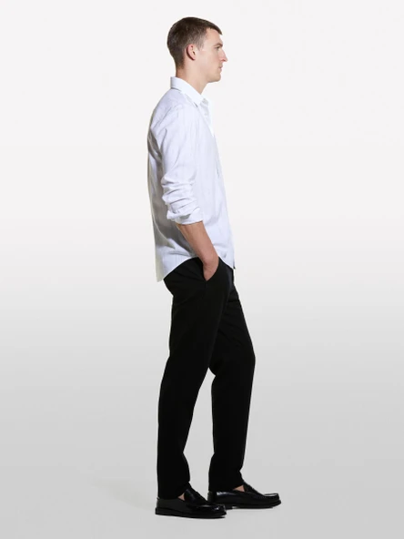 Sisley   %100 Pamuk Rahat Kesim Yüksek Bel Pantolon Erkek Siyah Pantolon - 324A4WMDSF047 - Resim 5