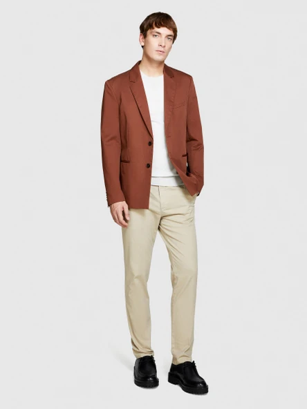 Sisley   Streç Pamuklu Kemer Delikli Slim Fit Denim Chino Pantolon Erkek Pembe Pantolon - 324P4HJTSF03N - Resim 3