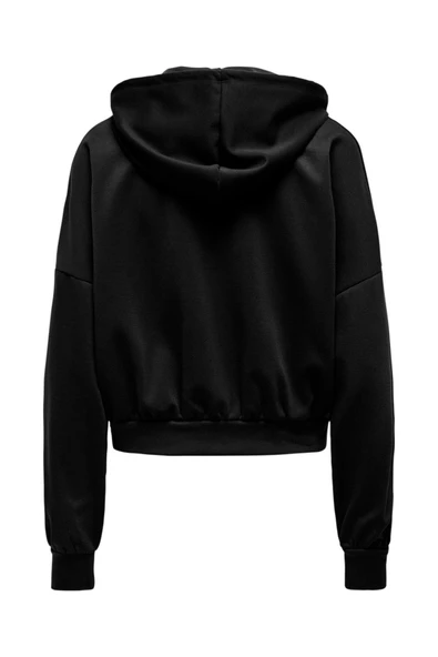 ONLALINA LIFE L/S ZIP HOOD BOX CC SWT Kadın Siyah Sweatshirt - 15339813 - Resim 2