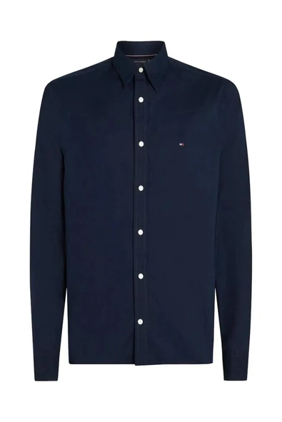 FLEX POPLIN KENT COLLAR SF SHIRT Erkek Mavi Gömlek - MW0MW38137 - Resim 5