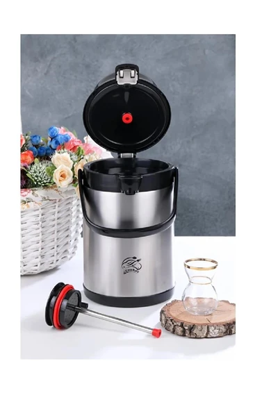 Cooker Termos Çelik 2.5Lt Pompalı Çift Katlı CKR2007 - Resim 2