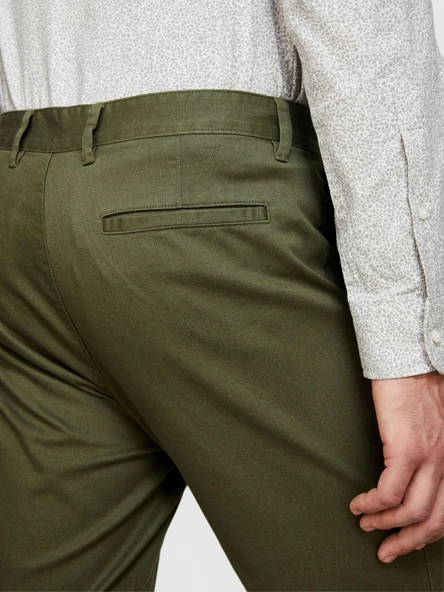 Sisley   Streç Pamuklu Kemer Delikli Slim Fit Denim Chino Pantolon Erkek Lacivert Pantolon - 324P4HJTSF03N - Resim 2