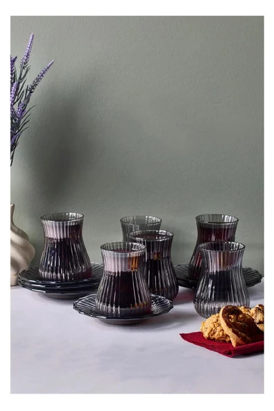 Perotti 18040 Mudanya 12 prç Çay Takımı Füme 170 ml - Resim 2