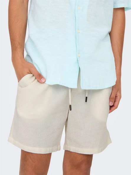 Only & Sons   ONSBERTIL WAFFLE SHORTS Erkek Beyaz Şort - OS22032055 - Resim 4