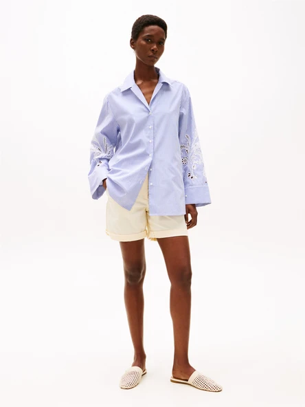 Tommy Hilfiger   CO BLEND GMD CHINO SHORT Kadın Sarı Şort - WW0WW42457 - Resim 7