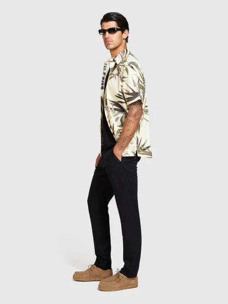 Sisley   Pamuk Karışımlı Slim Fit Chino Pantolon Erkek Siyah Pantolon - 324P4TEQSF02E - Resim 5