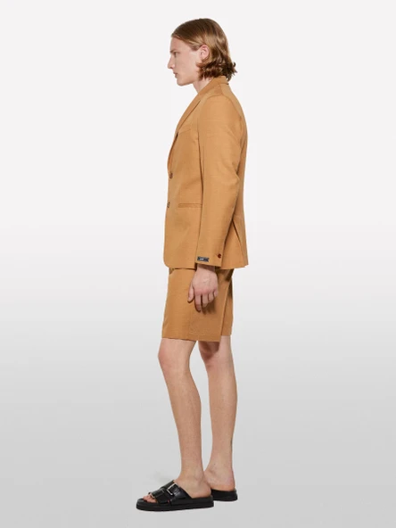 Sisley   %100 Pamuk Yırtmaç Detaylı Regular Fit Bermuda Şort Erkek Kahverengi Şort - 325P4GJ0S9018 - Resim 5