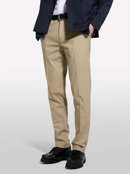 Sisley   Streç Pamuklu Logo Detaylı Slim Fit Chino Pantolon Erkek Mavi Pantolon - 325P4WOSSF053 ürün görseli 1