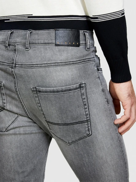 Sisley   Pamuk Karışımlı Yıkama Efektli Skinny Fit Denim Pantolon Erkek Siyah Pantolon - 324P4Y7V576L9 - Resim 5