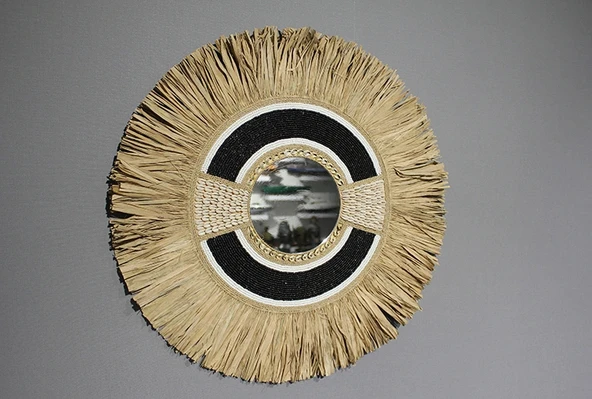 Hasırlı Duvar Aynası 3Natural-2 ürün görseli 1