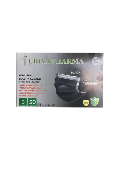 MASKE LIDYA SIYAH YENI NESIL 50 ürün görseli 1