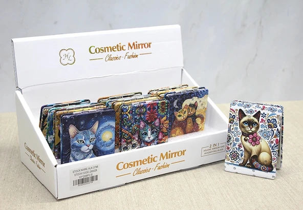 Kedi Taşlı El Aynası Dikdörtgen İnce Liv976 ürün görseli 1