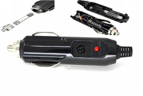 Araç Çakmak Uzatma Kablosu Çakmaklık Çoklayıcı  USB, Type-C çıkışlı 12 Volt 10 Amper 120 WAT 2 X1,5mm TTR Bakır 2 Mt-Siyah-YK-OT732 - Resim 7