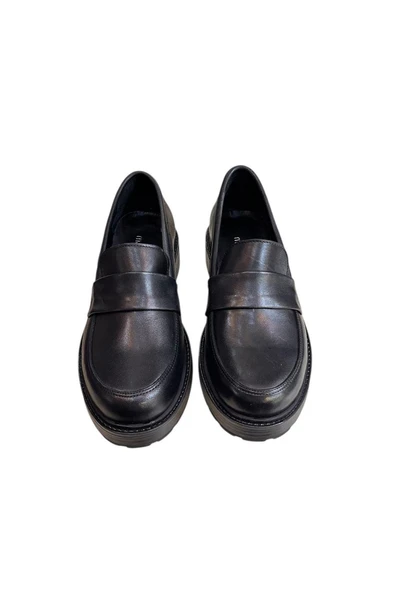 Siyah Hakiki Deri Loafer - Resim 2