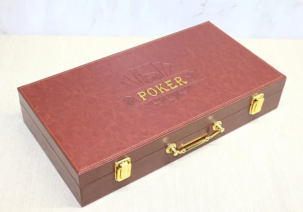 Deri Çantalı 300 Chip Ve 2 Adet İskambil Kağitına Sahip Poker Oyunu Liv630 - Resim 2