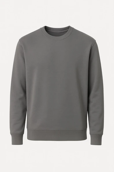 Basic Bisiklet Yaka Relaxed Regular Erkek Sweatshirt - 7478 ürün görseli 1