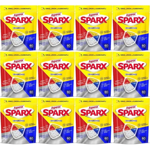 Asperox Sparx Diamond Bulaşık Makinesi Deterjanı Kapsül Tablet Hepsi 1 Arada 720 Adet (12PK*60) ürün görseli 1