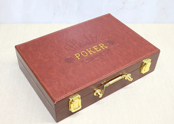 Deri Çantalı 200 Chip Ve 2 Adet İskambil Kağitına Sahip Poker Oyunu Liv629 - Resim 2