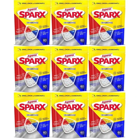 Asperox Sparx Diamond Bulaşık Makinesi Deterjanı Kapsül Tablet Hepsi 1 Arada 540 Adet (9PK*60) ürün görseli 1