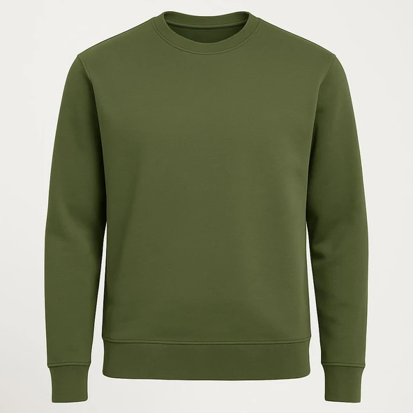 Basic Bisiklet Yaka Relaxed Regular Erkek Sweatshirt - 7478 - Resim 5