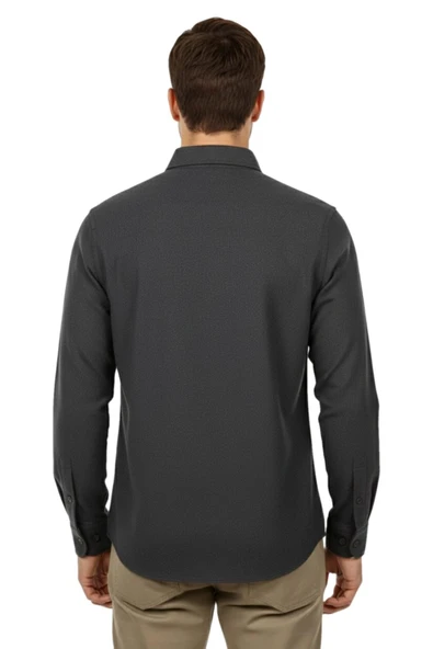 Erkek Kışlık Uzun Kol Tek Cepli Gömlek BGL-ST04819 - Resim 8