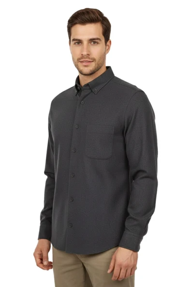 Erkek Kışlık Uzun Kol Tek Cepli Gömlek BGL-ST04819 - Resim 4