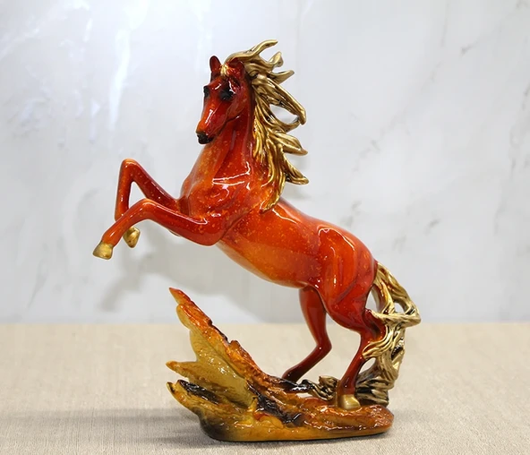 Polyester Gold Detaylı Şahlanmış At Figürü ürün görseli 1