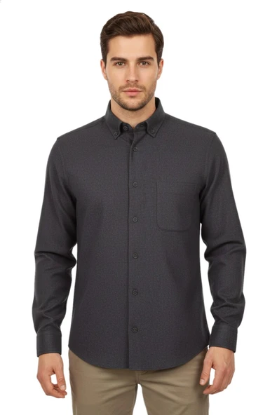Erkek Kışlık Uzun Kol Tek Cepli Gömlek BGL-ST04819 - Resim 3