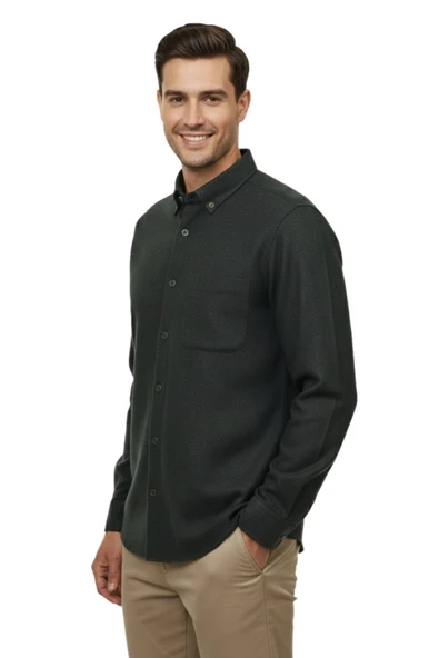 Erkek Kışlık Uzun Kol Tek Cepli Gömlek BGL-ST04819 - Resim 5
