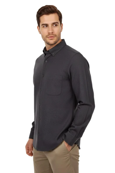 Erkek Kışlık Uzun Kol Tek Cepli Gömlek BGL-ST04819 - Resim 11