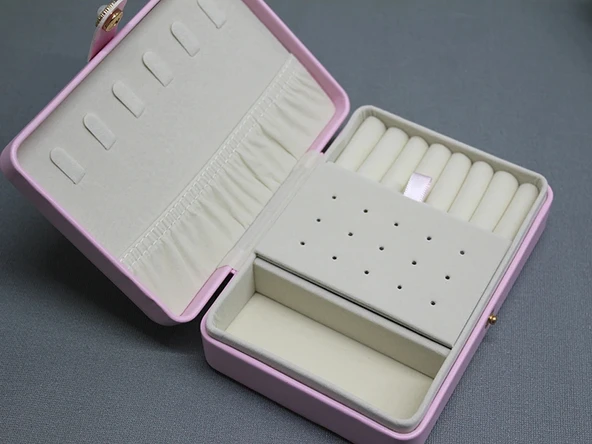 Deri Kaplamalı Makyaj Ve Takı Kutusu Alk3612 - Resim 2