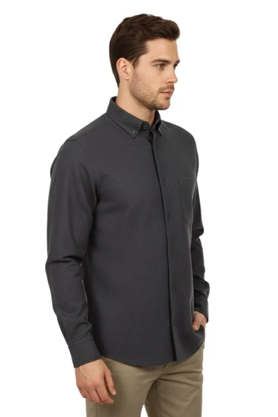 Erkek Kışlık Uzun Kol Tek Cepli Gömlek BGL-ST04819 - Resim 6