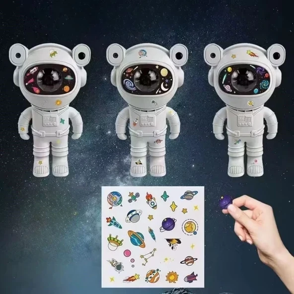 Stickerlı ,kumandalı Astronot Model Gece Lambası - Resim 2