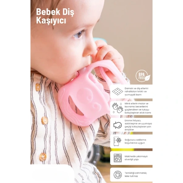 Pembe Bebek Silikon Diş Kaşıyıcı - Resim 2