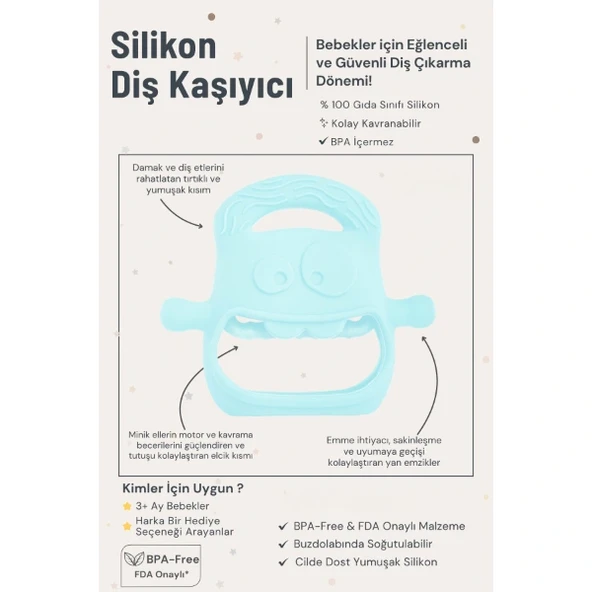Mavi Bebek Silikon Diş Kaşıyıcı - Resim 3