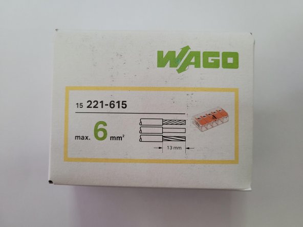Wago 221-615 5li Yaylı Tırnaklı Klemens 6mm 15 Adet Kutu