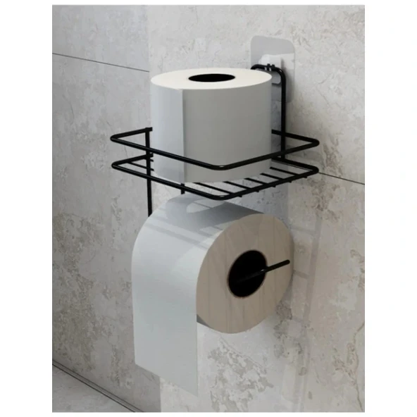 Pratik Yapışkanlı Metal Tuvalet Kağıdı Tutucu - Resim 2