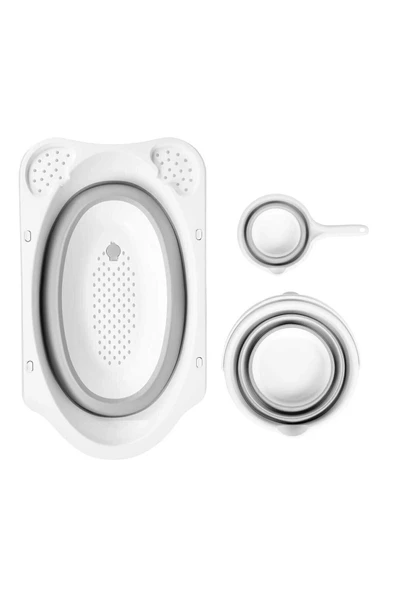 Bebek Küvet Katlanır 3 Lü Set Gri - Resim 5