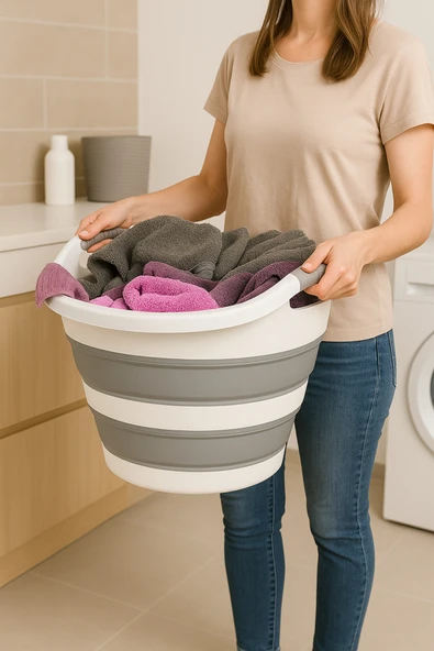 Katlanır Çamaşır Sepeti Yeni Tasarım ürün görseli 1