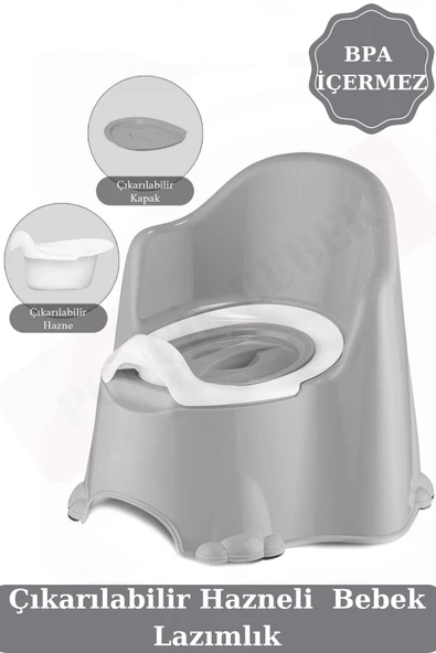 Comfort Taşınabilir Lazımlık – Çocuk Tuvalet Eğitimi Alıştırma Lazımlığı Gri 10 Top - Resim 2