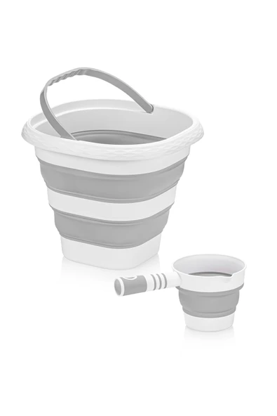 DAMLA Gri Katlanır Su Kovası Ve Maşrapa YENİ ÜRÜN - Resim 2