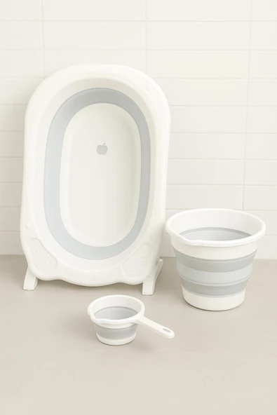 Bebek Küveti  Katlanır  Banyo Seti  Hediye Fileli - Resim 4