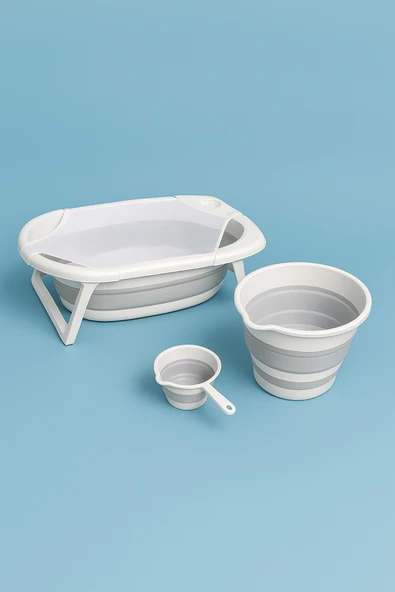 Bebek Küveti  Katlanır  Banyo Seti  Hediye Fileli - Resim 3