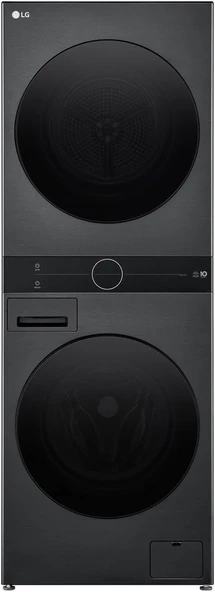 LG WashTower W4W8BVKKZHM 12 KG Yıkamalı 10 KG 2’si 1 Arada Ortak Panelli Çamaşır Makinesi - Inox ürün görseli 1