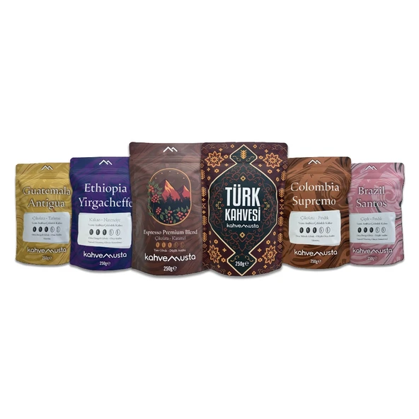 kahvemusta Çekirdek Kahve ve Türk Kahvesi Tanışma Paketi (6x250g) ürün görseli 1
