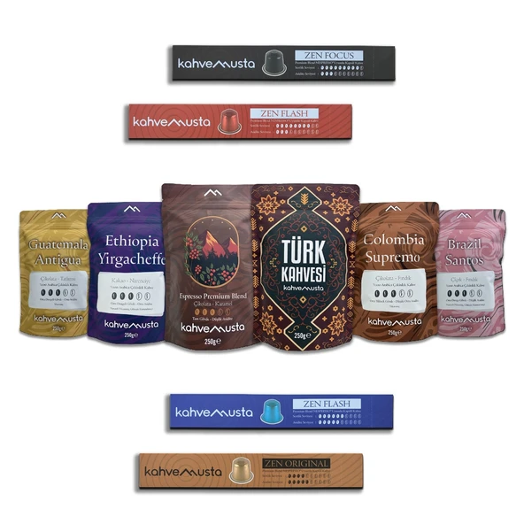 kahvemusta Çekirdek Kahve - Kapsül Kahve ve Türk Kahvesi Tanışma Paketi (6x250g+4x10Kapsül) ürün görseli 1