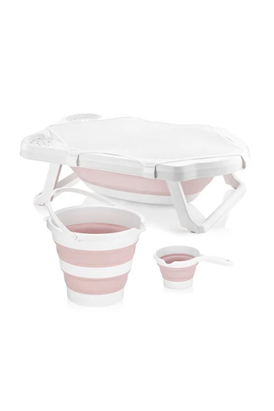 Fileli Pembe Katlanır Banyo Seti Uf ürün görseli 1